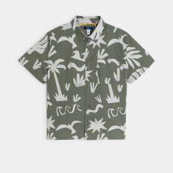 قميص كاكي بأكمام قصيرة مطبوع للأولاد